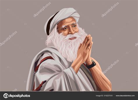 Vector Cartoon Illustration Sadhguru Jaggi Vasudev Isolated Colored
