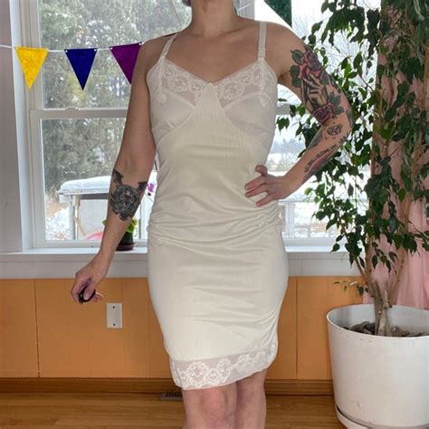 Vintage Intimates Sleepwear Vintage Lingerie Nightgown Slip Lace Satin Pinup Poshmark