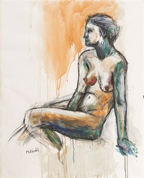 Sitting Nude Painting By Mohamed Khalil Saatchi Art