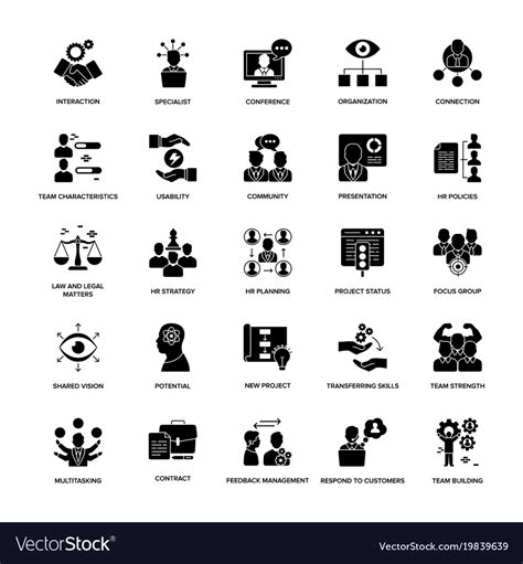 Glyph Icon Set Project Management Royalty Free Vector Image