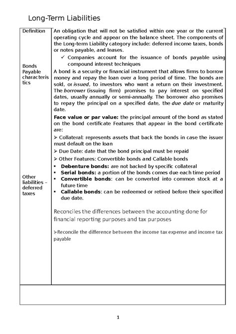 Long-Term Liabilities - Long-Term Liabilities Definition Bonds Payable