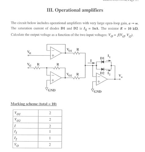 Solved III. Operational amplifiers The circuit below | Chegg.com