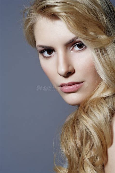 Beautiful Blonde Woman Close Up Portrait Stock Photo Image Of Face Hairstyle