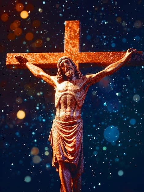 Jesús crucificado en el fondo de la cruz Foto Premium