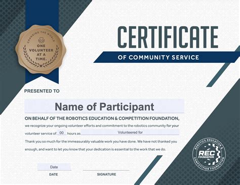 Volunteer Certificate Templates