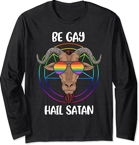 Satanism Lgbt Satan Gay Pride Homosexual Baphomet Long Sleeve T Shirt Amazon Co Uk Clothing