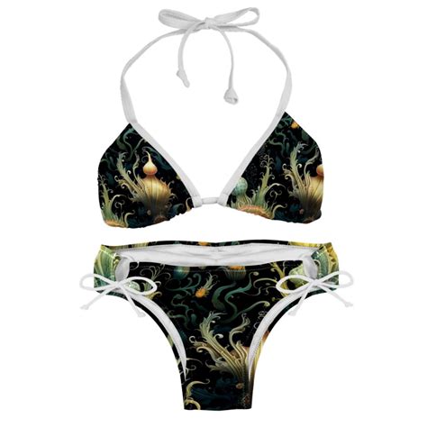 Sea Slug Swim Wear Detachable Sponge Adjustable Strap Bikini Set Two