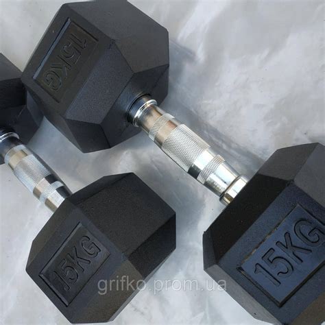 Гантеля 15 кг гексагональная в резине (шестигранные) (ID#1057187428 ...