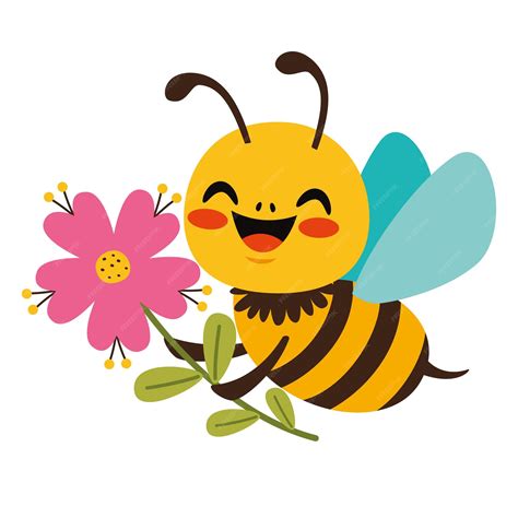 Ilustración De Dibujos Animados De Una Abeja Vector Premium