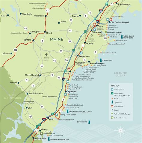 Map of the Maine Beaches Region in Maine