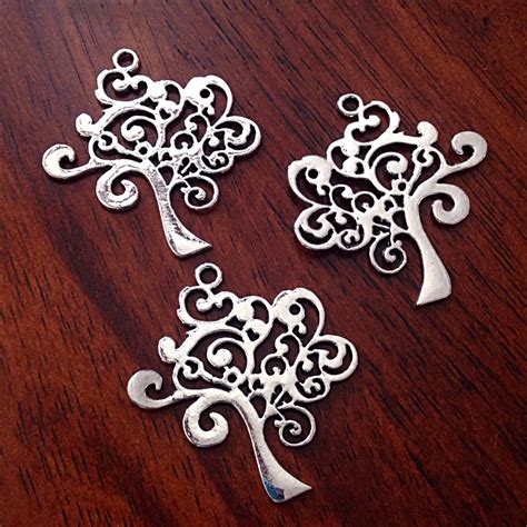 5 Large Tree Of Life Charms Antique Silver Charms Tree Of Etsy
