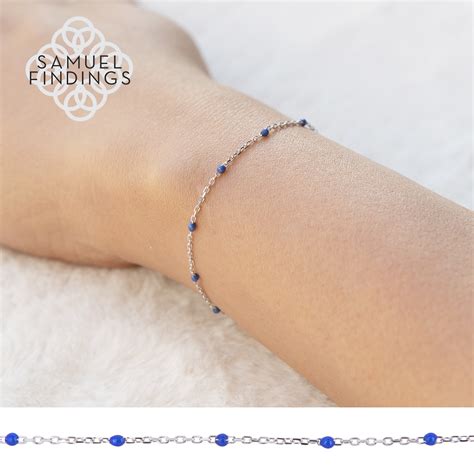 Sterling Silver Blue Enamel Satelite Chain Samuel Findings