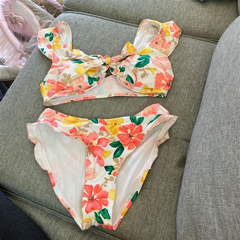 Floral Front Tie Bikini Some Seam Is Loose Bc It Was Depop