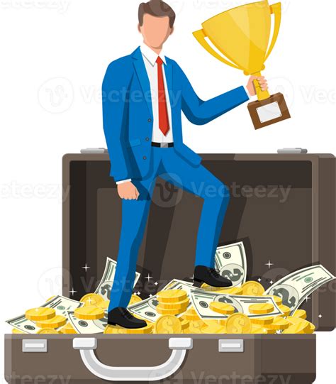 Businessman Holding Trophy 35772025 Png