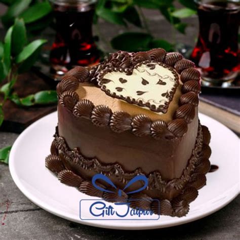 Send Chocolatey Double Heart Shape Cake Online By GiftJaipur In Rajasthan