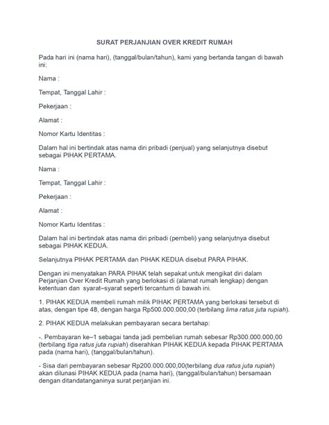 Tips Mengurus dan Contoh Surat Take Over Rumah - Casa De Ramos