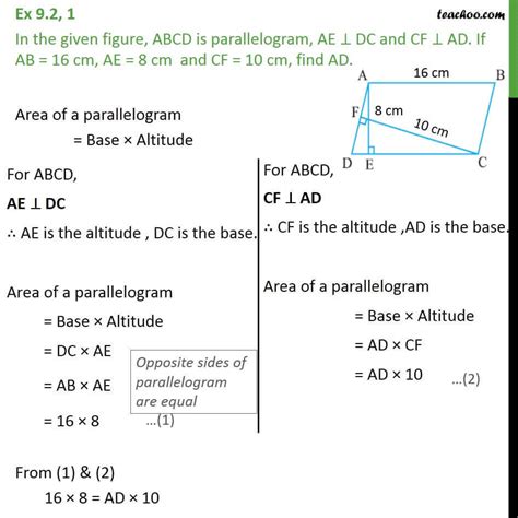 Question 1 In Figure ABCD Is Parallelogram AE DC And CF AD If AB