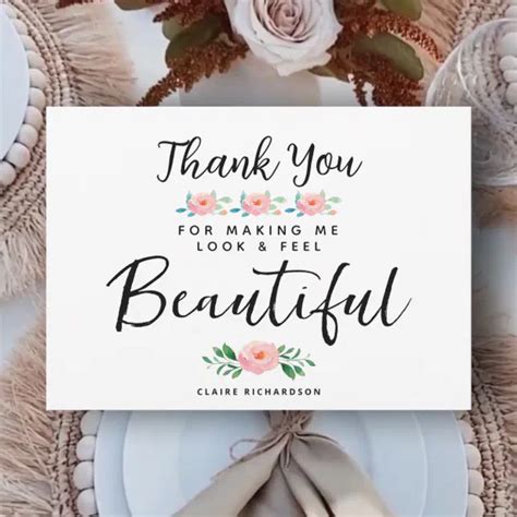 Wedding Makeup Artist Watercolor Flowers Thank You Card Zazzle