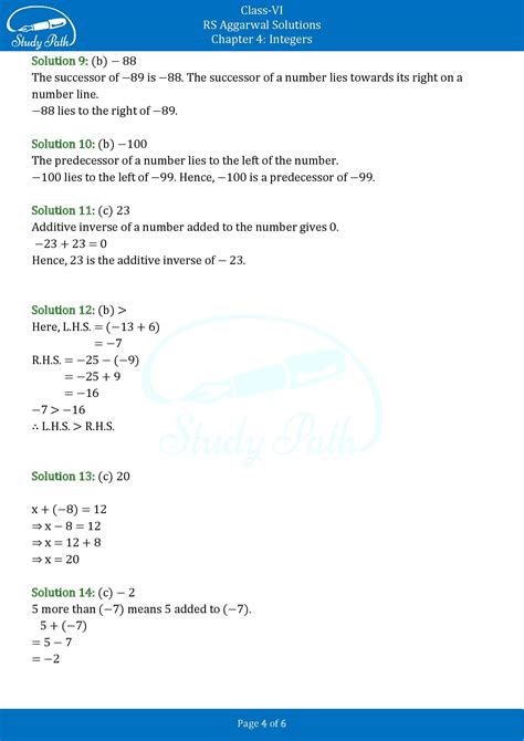 Rs Aggarwal Class Solutions Test Paper Chapter Integers Study Path