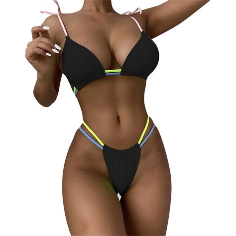 Lyxssbyx Bikinis For Women Plus Size Women Bandage Solid Sexy Bikini Push Up Padded Swimwear