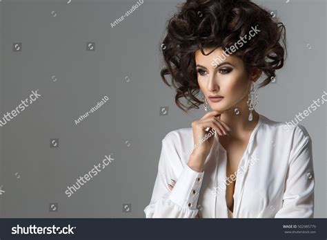 Sensual Beautiful Brunette Woman Posing White Stock Photo Shutterstock