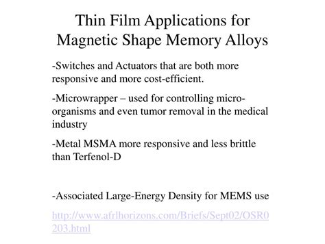 Ppt Magnetic Shape Memory Alloys Chris Ziegler Enma490 September 10