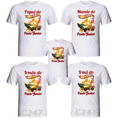 Kit Camisetas tema Hot wheels personalizada para aniversário