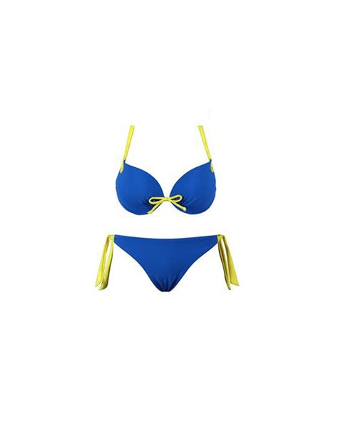 Bikini Rae Push Up Royalblau Gelb Bikinis