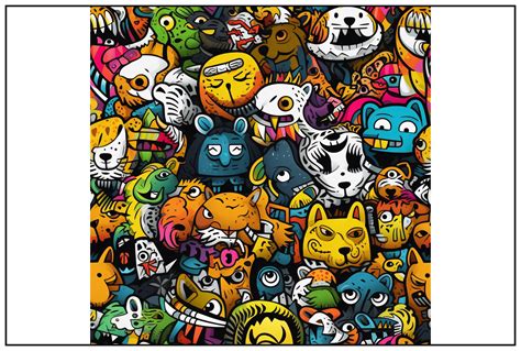 Animals Doodle Graffiti Seamless Pattern Graphic by Forhadx5 · Creative