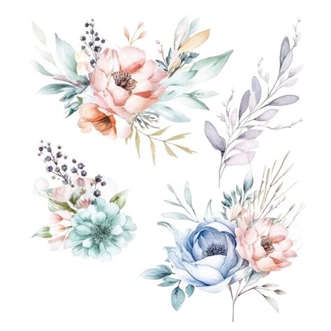 Premium Vector Whimsical Watercolor Fairy Flowers On White Background