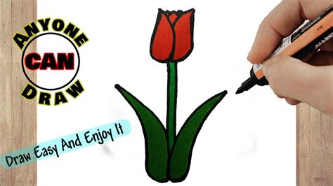 How To Draw A Tulip Step By Step Drawing A Tulip Easy Youtube