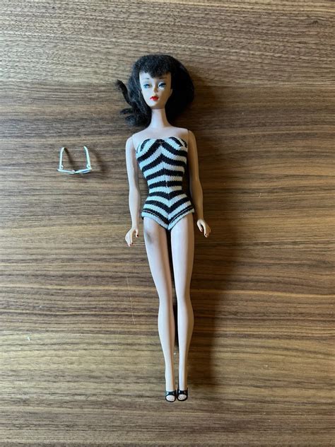 Vintage Barbie Brunette Ponytail Doll Zebra Suit Sunglasses
