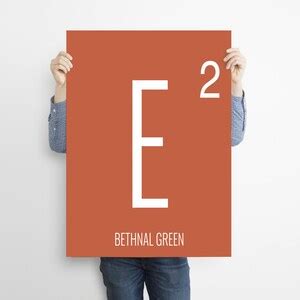 E2 Bethnal Green Station Poster Red. Art Print E2 Postcode - Etsy