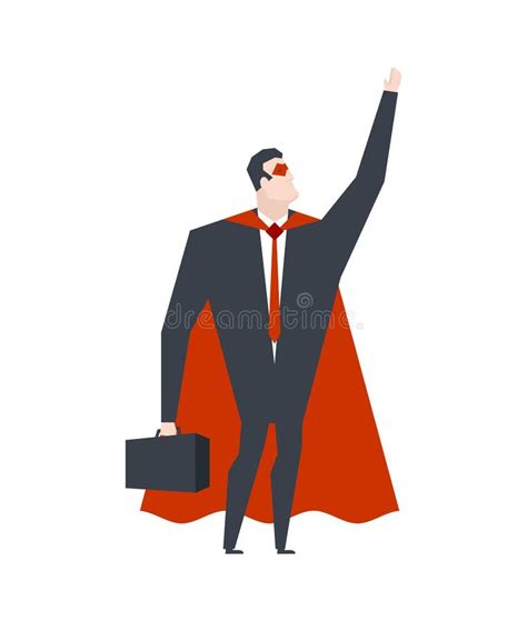 Super Businessman Superhero Manager Worker In Cloak Stock Vector