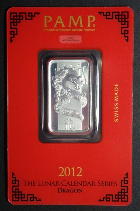 2012 10 Gr Year Of The Dragon Pamp Swiss Pure Silver Bar In Assay