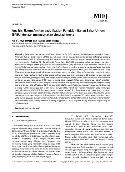 Analisis Sistem Antrian Pada Stasiun Pengisian Bahan Bakar Umum Spbu