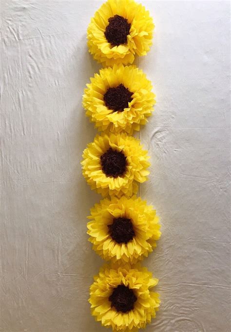 Five Large Tissue Paper Sunflowers For Photo Backdrops Rustic Etsy Paper Sunflowers