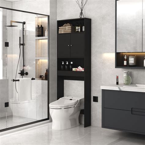 Aracari 77 Over The Toilet Storage Cabinet Double Door Over Toilet