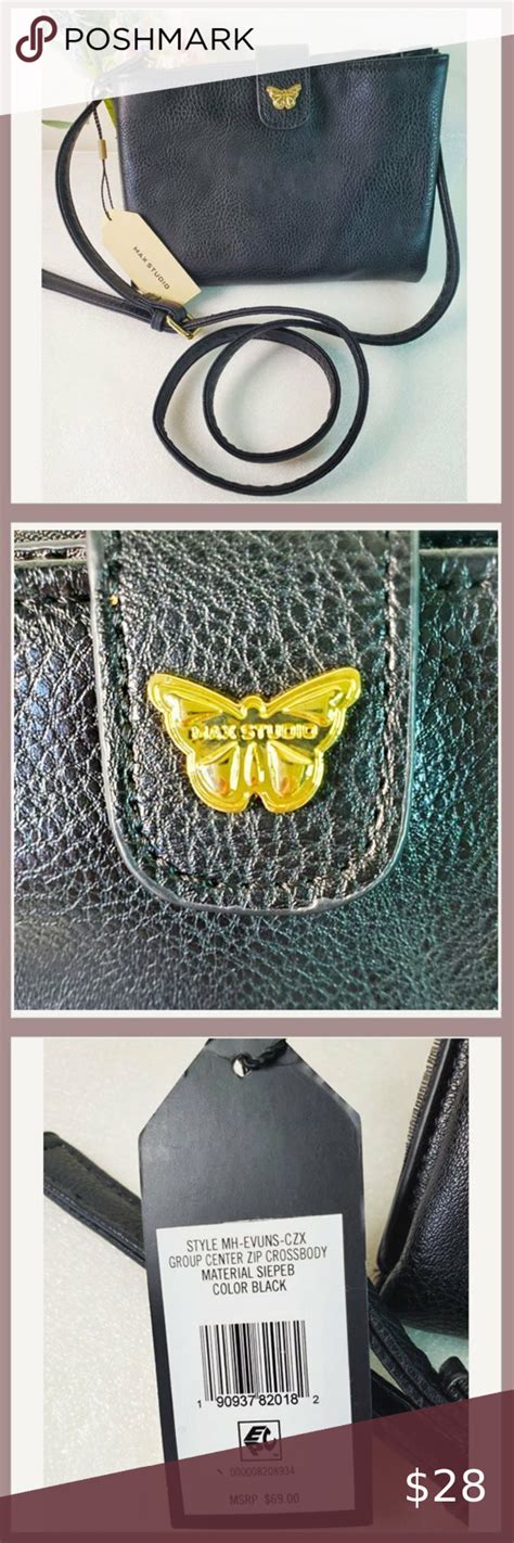 Max Studio Black Purse With Gold Butterfly Butterfly Purse Bag