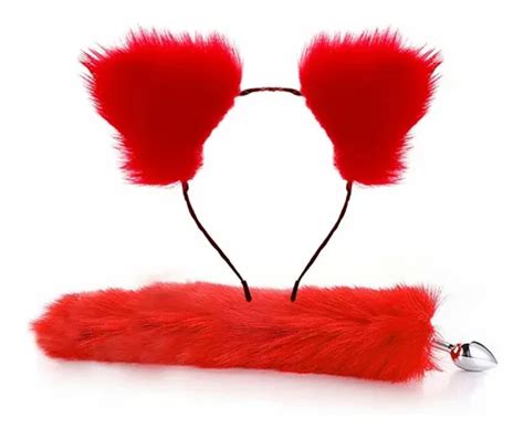 Plug Anal Cola De Zorro Rojo Metalico Acero Inoxidable Meses Sin Inter S