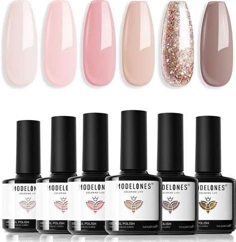 Modelones Gel Nail Polish Kit Colors Popular Nude Pink Gel Nail