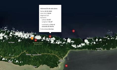 Funvisis Reporta Sismo De Magnitud 3 7 En Güiria 29feb