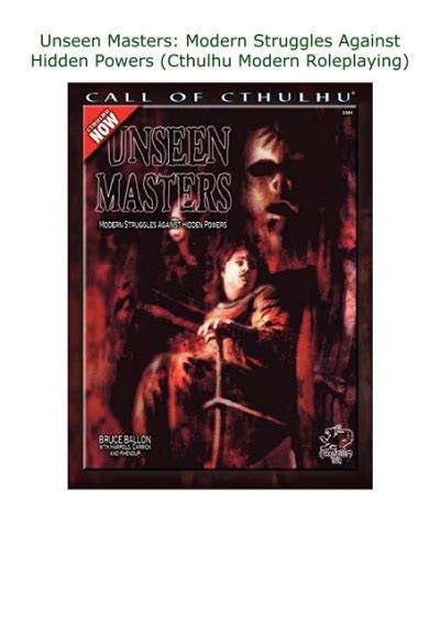 PDF Unseen Masters: Modern Struggles Against Hidden Powers (Cthulhu ...