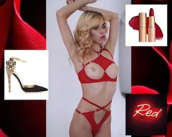 Lingerie Set Crotch Less Open Panty Sheer Open Lingerie Harness Open Cupless Bra Open