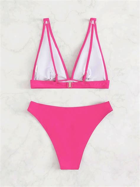 Shein Swim Vcay Mono Bikini Set Wireless Bra Top Bikini Bottom