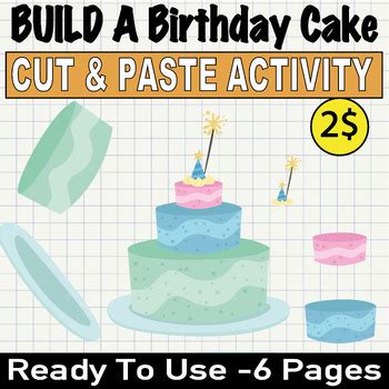 build  birthday cake cut  paste activity printable cake craft