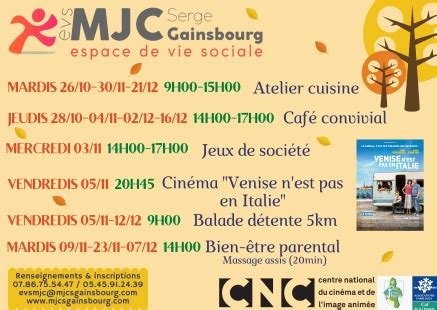 Programme D Automne EVS EVS MJC Serge Gainsbourg