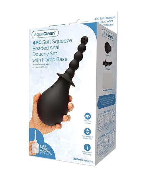 CleanScene 4 Pc Soft Squeeze Beaded Anal Douche Set W Flared Base Walmart