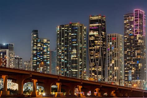 Miami skyline at night · Free Stock Photo