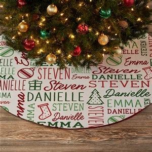 Holiday Repeating Name Personalized Christmas Tree Skirt